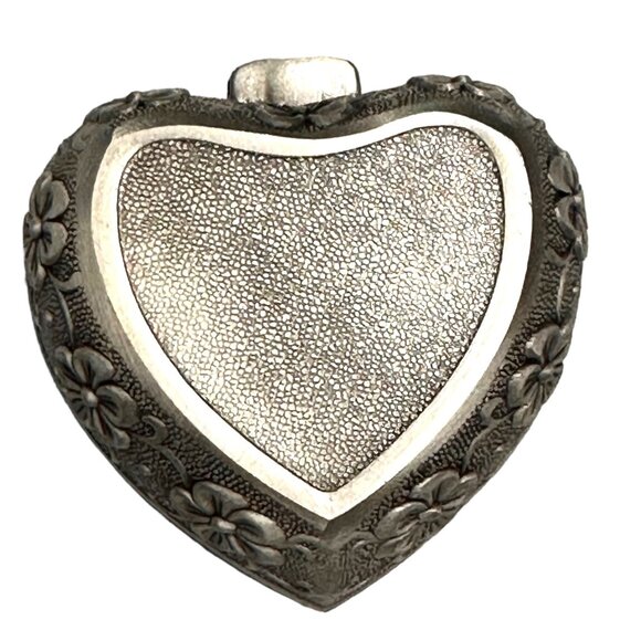 Heart-Shaped Floral Metal Trinket Box With Velvet Lining 2" Small Keepsake Jewel - Picture 9 of 11
